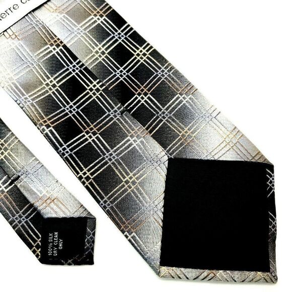 Pierre Cardin Silk Tie Woven Gray Geometric Classi - Picture 5 of 6